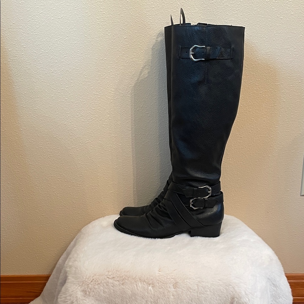 Born Faulkner Black Leather Knee High Boots, size 7m